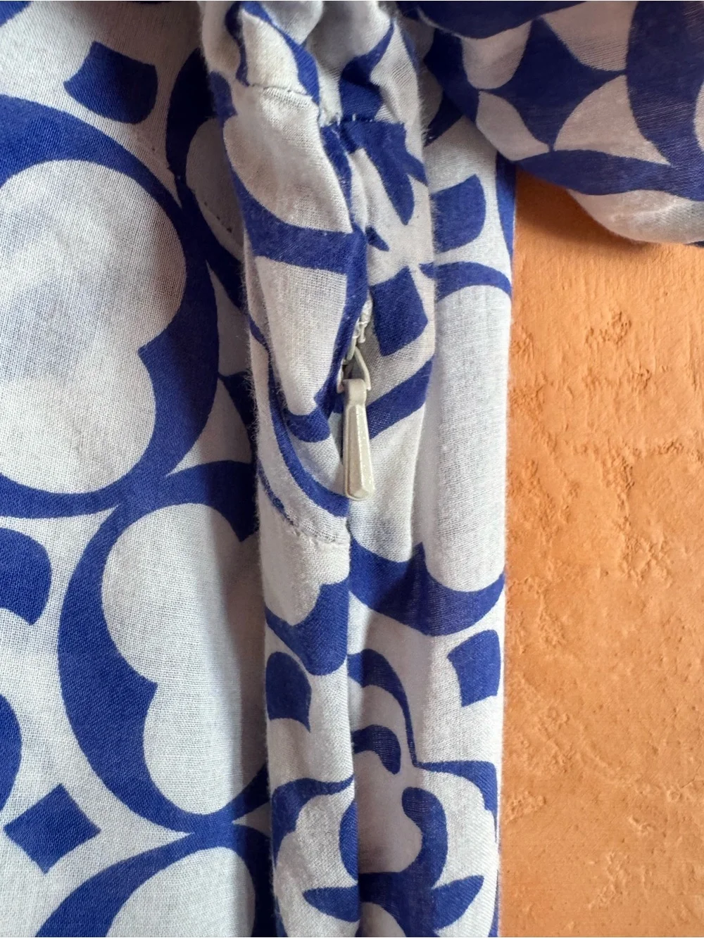 Tory Burch Blue White Printed Cotton Tunic Blouse Cover Up Size 10
